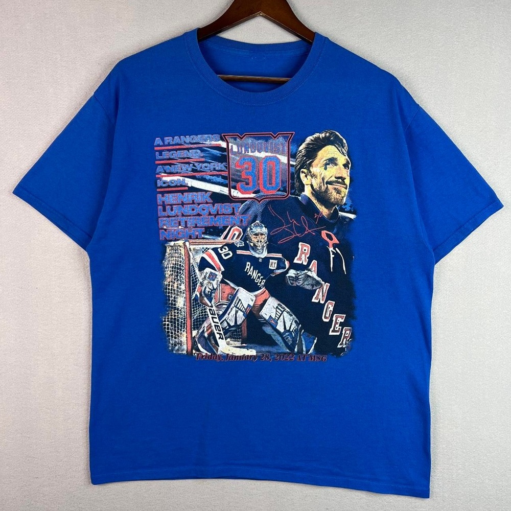 New York Rangers Henrik Lundovist Retirement NHL Hockey Blue Tee Shirt